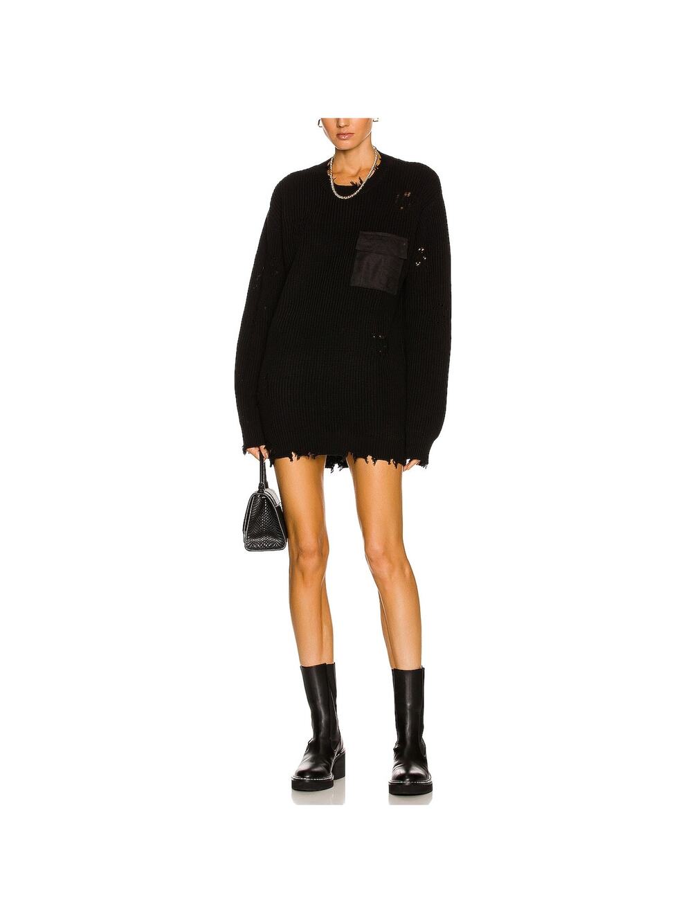 Ser.O.Ya Distressed Black Devin Sweater Size XS